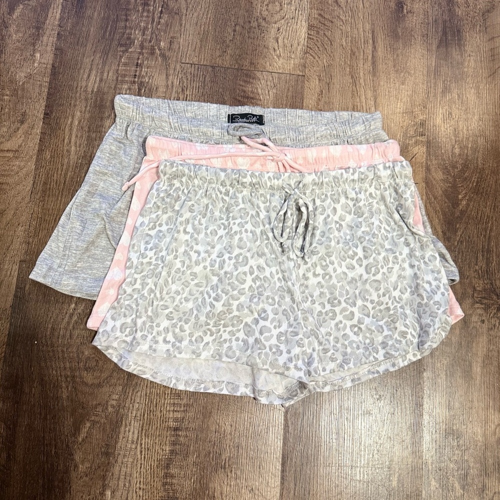 Rene Rofe Gray and Pink Sleep Shorts Set
